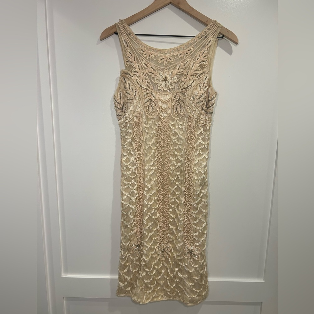 Sue Wong Size 6 Dress Beige, beaded with lace